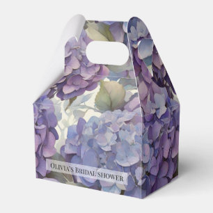 Elegant dusty purple blue watercolor hydrangeas  favor box