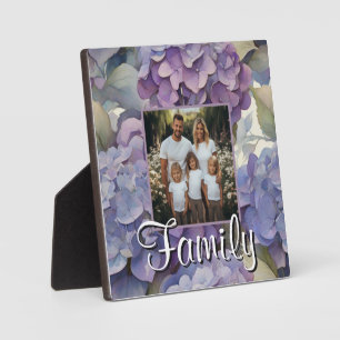 Elegant dusty purple blue watercolor hydrangeas plaque