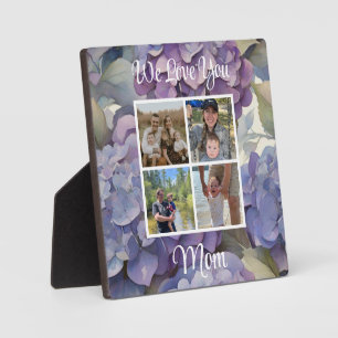 Elegant dusty purple blue watercolor hydrangeas  plaque