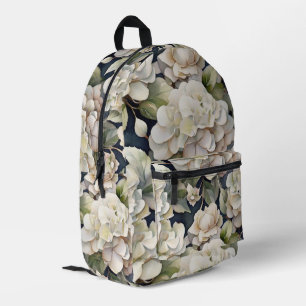 Elegant dusty purple blue watercolor hydrangeas  printed backpack
