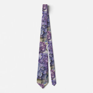 Elegant dusty purple blue watercolor hydrangeas  tie