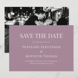 Elegant Dusty Purple Classic Photo Save The Date Invitation