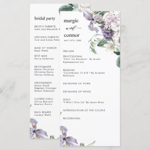 Elegant Dusty Purple Floral Wedding Program