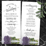 Elegant Dusty Purple Heather Rose Romantic Wedding Program<br><div class="desc">This beautiful wedding program features an elegant design with a single long stemmed dusty purple, lavender, or heather coloured rose lying on its side reflecting in water. The titles are written in fancy script calligraphy, and there is space for your ceremony and wedding party details, as well as a short...</div>