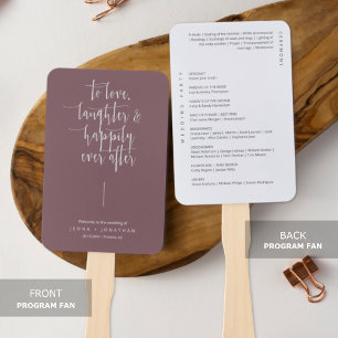 Elegant Dusty Purple Minimalist Wedding Program Hand Fan