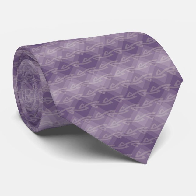 Elegant Dusty Purple Motif Striped Tie (Rolled)