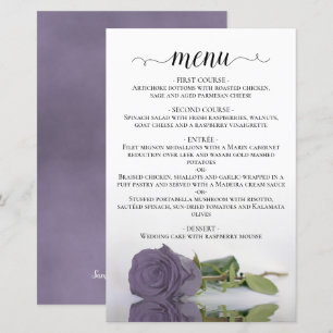 Elegant Dusty Purple Rose Budget Wedding Menu