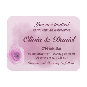 Elegant dusty purple rose floral wedding  magnet