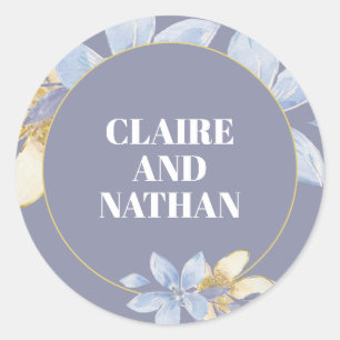 Elegant Dusty Purple Watercolor Floral Classic Round Sticker