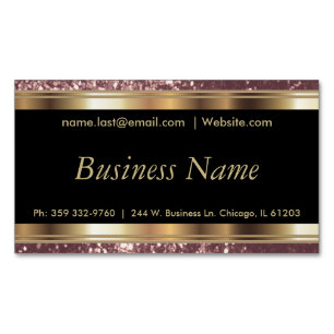 Elegant Dusty Rose and Black and Gold Magnetic Business Card