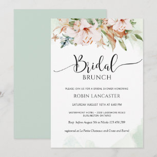  Elegant Dusty Rose and Green Floral Bridal Shower Invitation