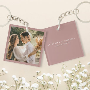 Elégant Dusty Rose Blush Photo Wedding Favor