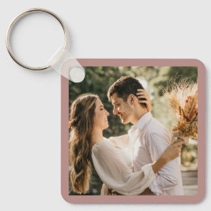 Elegant Dusty Rose Blush Photo Wedding Favour Keychain