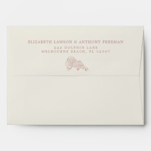 Elegant Dusty Rose Botanical Orchid Wedding Envelope