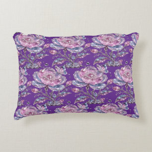 Elegant Dusty Rose Botanical Pattern Design Accent Pillow