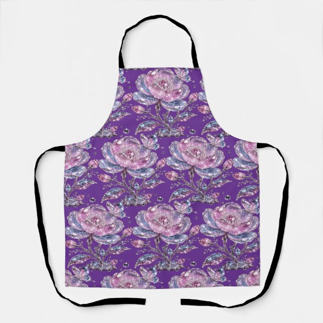 Elegant Dusty Rose Botanical Pattern Design Apron (Front)