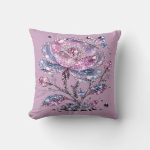 Elegant Dusty Rose Botanical Pattern Design Throw Pillow