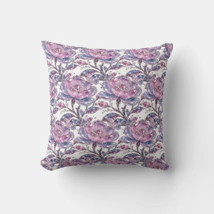 Elegant Dusty Rose Botanical Pattern Design Throw Pillow