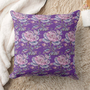 Elegant Dusty Rose Botanical Pattern Design Throw Pillow
