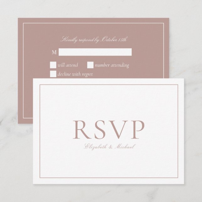 Elegant Dusty Rose Calligraphy Script Wedding RSVP Card (Front/Back)