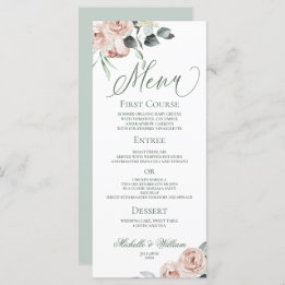 Elegant Dusty Rose Eucalyptus Wedding Menu