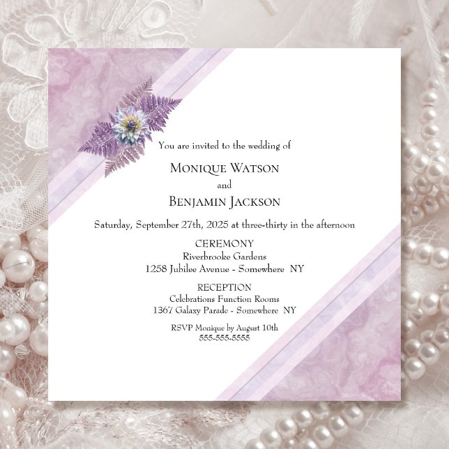 Elegant Dusty Rose Floral and Marble Wedding Invitation (Creator Uploaded)