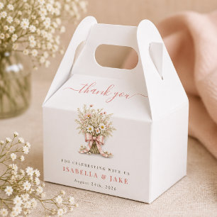 Elegant Dusty Rose Floral Boho Baby Shower Party Favor Box