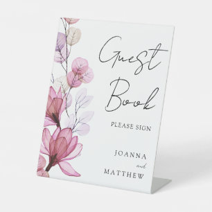 Elegant Dusty Rose Floral Guest Book Pedestal Sign