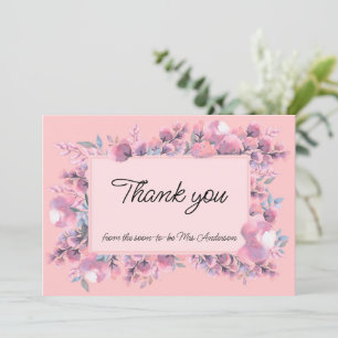Elegant Dusty Rose Floral  Thank You Card