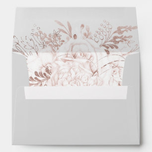 Elegant Dusty Rose Floral Watercolor Grey A7 Envelope