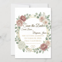 Elegant Dusty Rose Geometric Floral Watercolor 