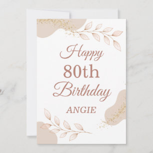 Elegant Dusty Rose Gold 80th Birthday Card