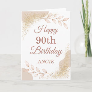Elegant Dusty Rose Gold 90th Birthday Card
