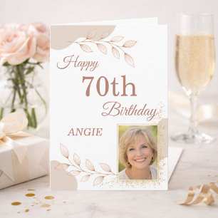 Elegant Dusty Rose Gold Photo 70th Birthday  Card