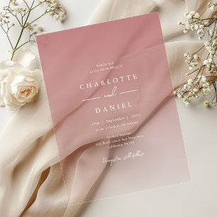 Elegant Dusty Rose Gradient Acrylic Wedding Acrylic Invitations