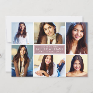Elegant Dusty Rose Graduation Party Photo Collage Invitation