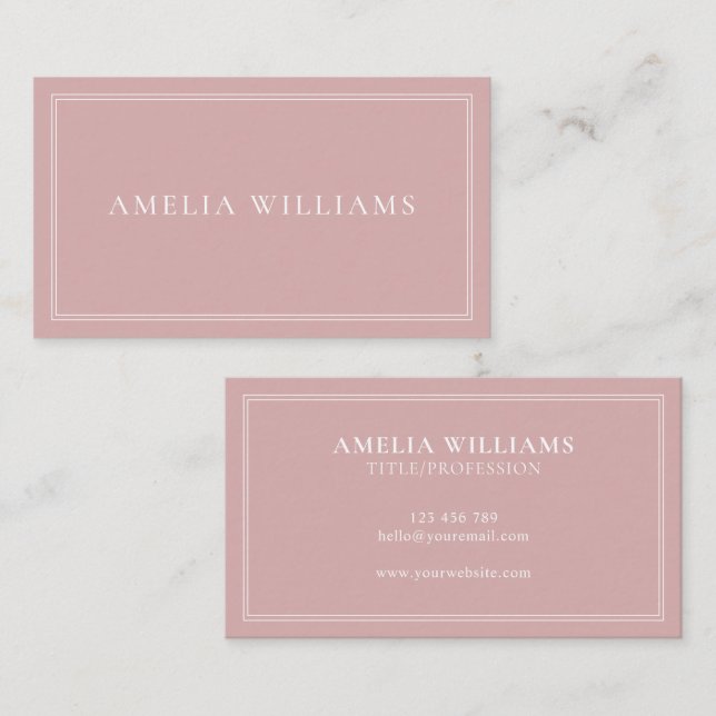 Elegant Dusty Rose Minimalist Professional Business Card (Front/Back)