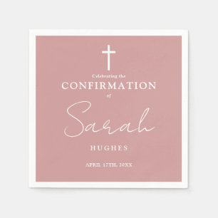 Elegant Dusty Rose Modern Minimalist Confirmation Napkin