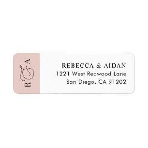Elegant Dusty Rose Monogram Mariage Adresse de ret
