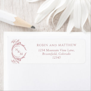 Elegant Dusty Rose Monogram Mariage Adresse de ret