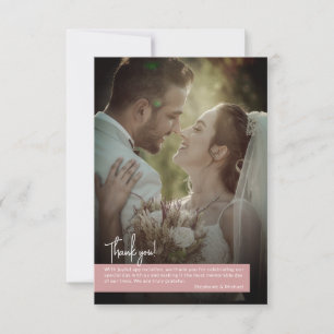 Elegant Dusty Rose Photo Banner Wedding Thank You Card