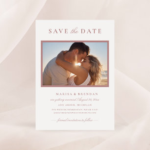 Elegant Dusty Rose Photo Frame Wedding Save The Date