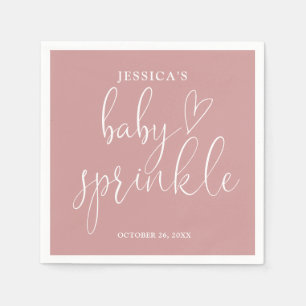 Elegant Dusty Rose Pink Baby Sprinkle Shower Napkin