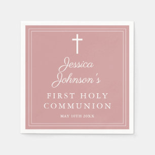 Elegant Dusty Rose Pink First Holy Communion Napkin