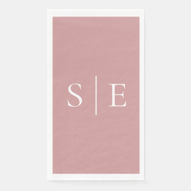 Elegant Dusty Rose Pink Monogram Minimalist  Napkin (Front)