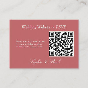 Elegant Dusty Rose Pink QR Code Website RSVP Card