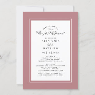 Elegant Dusty Rose Pink Wedding Couples Shower Invitation