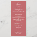 Elegant Dusty Rose Pink Wedding Menu<br><div class="desc">Elegant Dusty Rose Pink Wedding Menu, please personalize as required using the online Personalization template before ordering. Once you have entered your wording onto the Personalization template, should you find that you need to adjust the positioning of the text then please use the "Customize further" option to "Edit using the...</div>