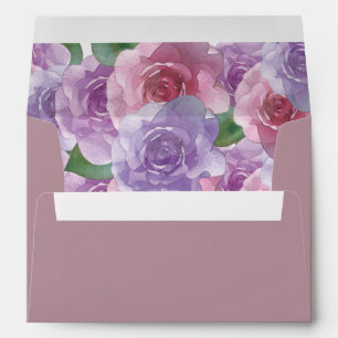 Elegant Dusty Rose Purple Pink Floral Wedding    Envelope