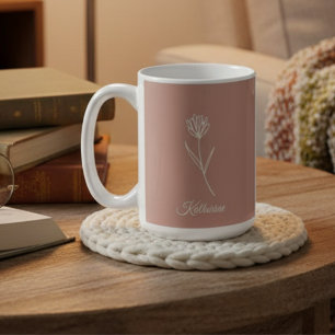 Elegant Dusty Rose Simple Flower Name Coffee Mug